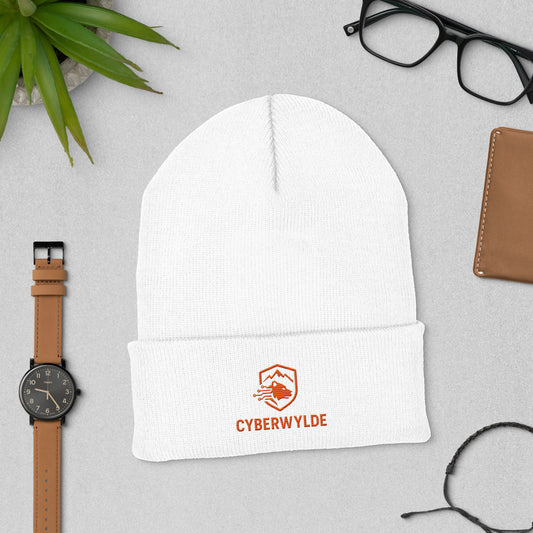 CyberWylde Sentinel Beanie in white - front view