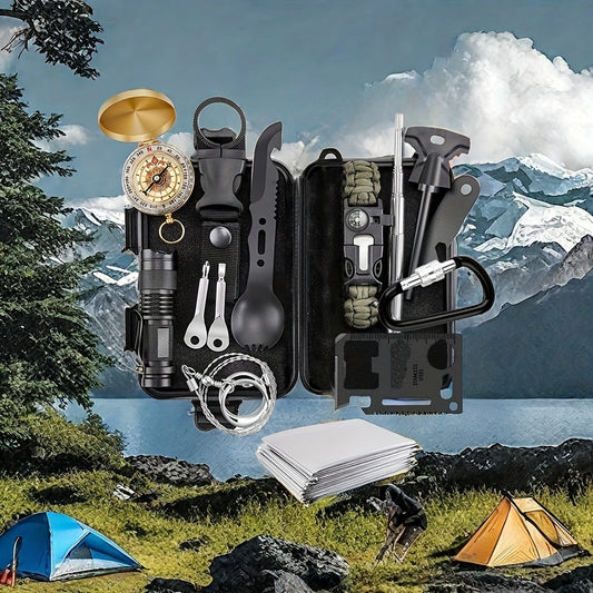 14-in-1 Camping Survival Kit - tools layout