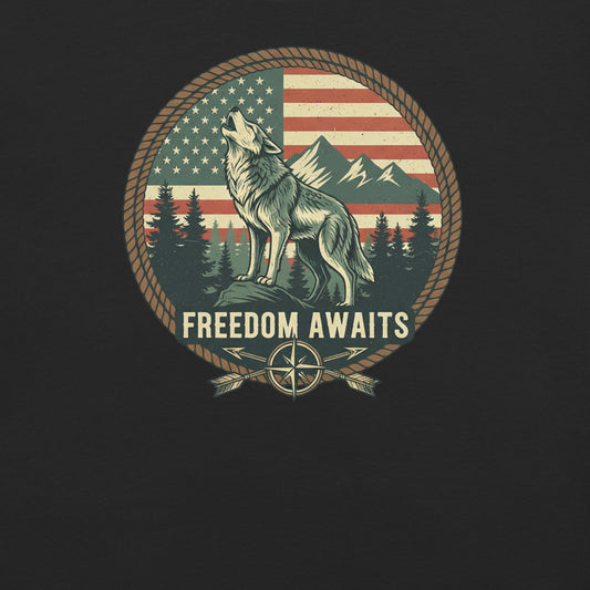 Freedom Wolf Tee in black - front view