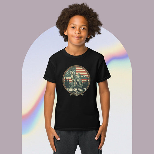Freedom Wolf Kids Tee in black - front view