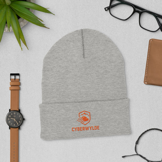 CyberWylde Sentinel Beanie in heather grey - front view
