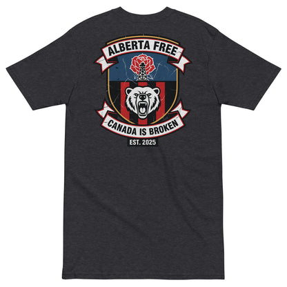 Alberta Independence Premium Heavyweight Tee in charcoal heather - back view