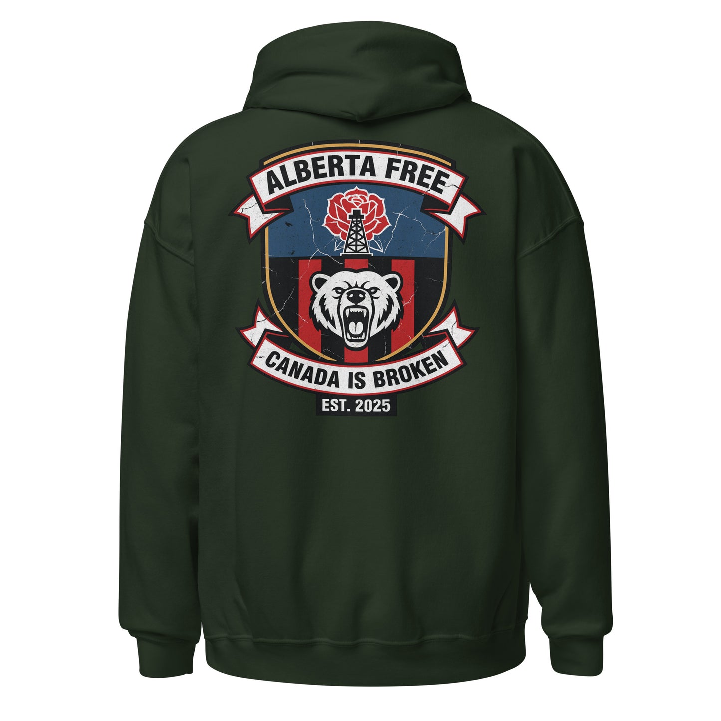 Alberta Independence Hoodie in forest green - back view