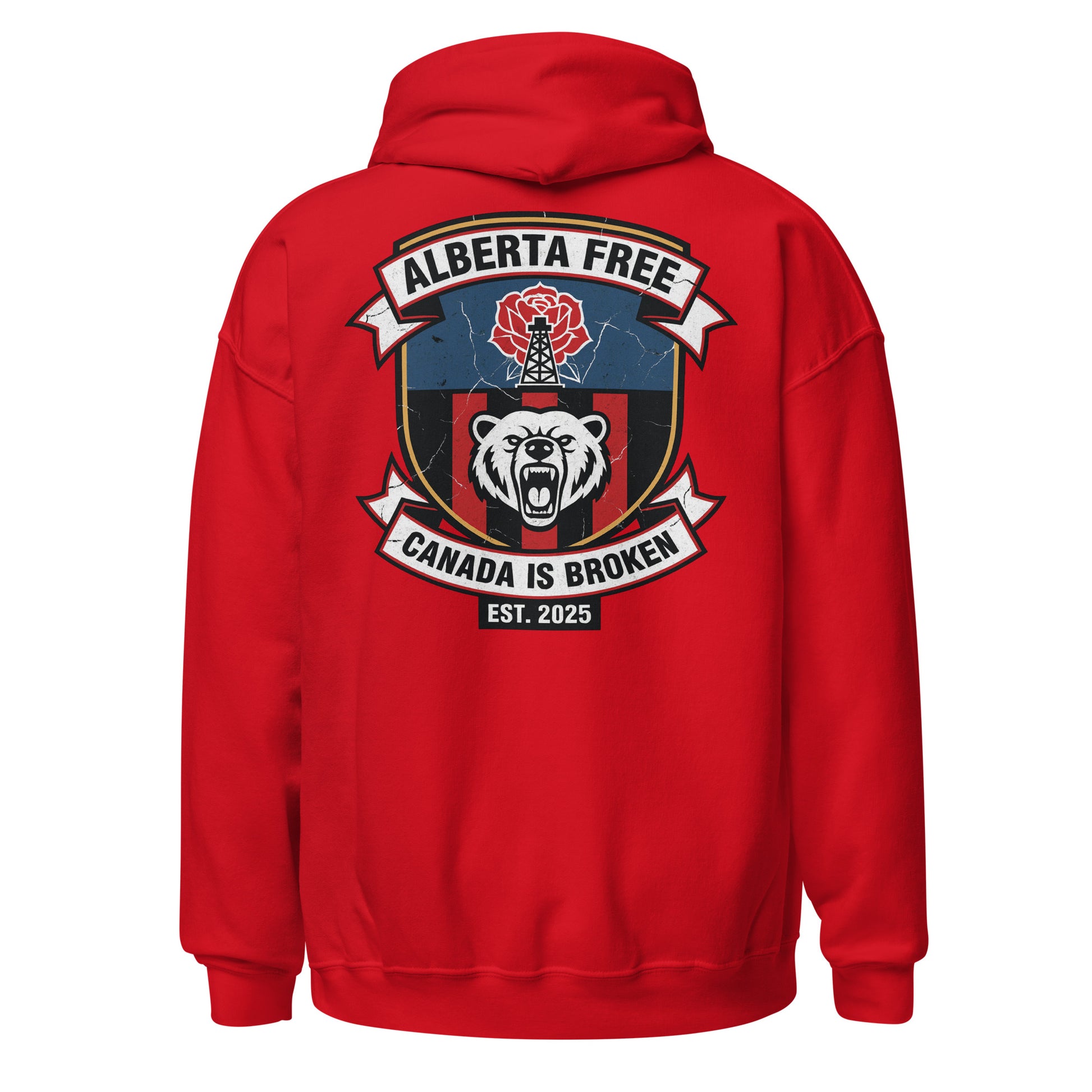 Alberta Independence Hoodie in red - back view