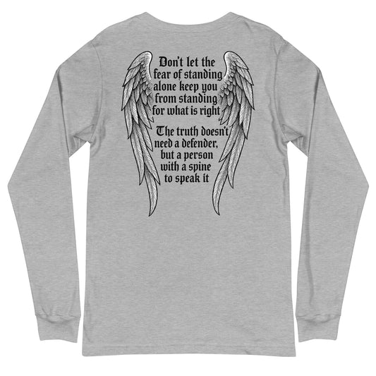 Vanguard Long Sleeve Tee in athletic heather - back view